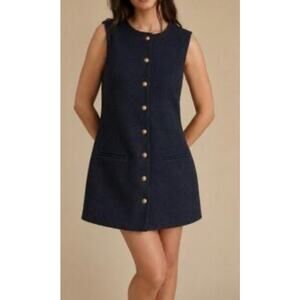 Abercrombie & Fitch Navy Sleeveless Button-Front Mini Dress Size MP